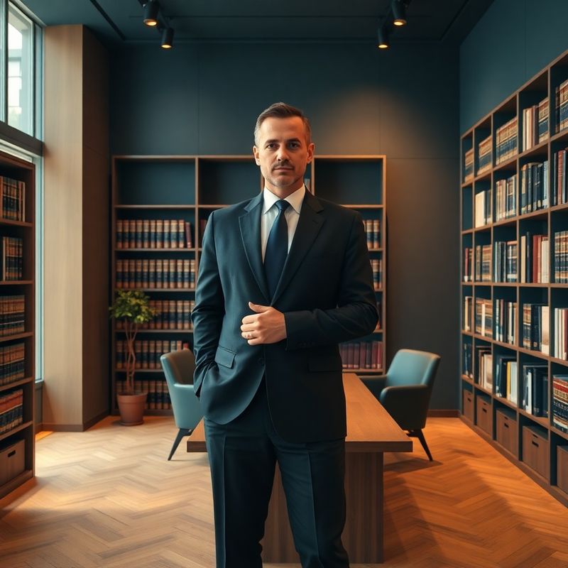 Interior de birou de contabilitate modern în tonuri albastru-ink și alb cald
